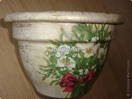 Decoupage virágcserepek kezük Master Class fényképpel (virág) Decoupage virágcserepek kezük mesterkurzust fotókkal