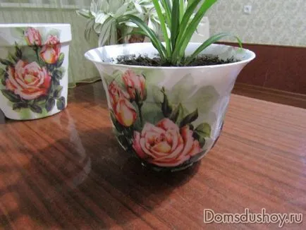 Decoupage virágcserepet 1