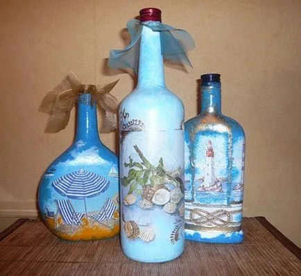 Decoupage szalvéták és palackok matricák Mesterkurzusok kezdőknek fotókkal és videó (palackok) palackok Decoupage szalvéták és matricák Mesterkurzusok kezdőknek fotókkal és videó