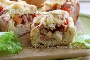 Töltött cipó recept egy fotó, a kemencében (paradicsom) Töltött kenyér recept egy fotó, a sütőben