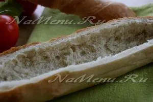 Töltött kenyér recept egy fotó, a kemencében (sonka) Töltött kenyér recept egy fotó, a sütőben