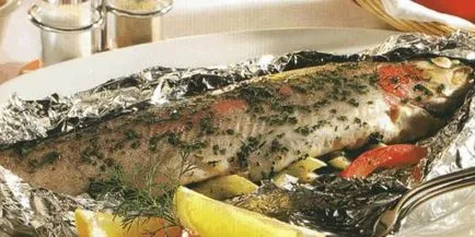 Pisztráng kemencében sült (egészében, a fólia) receptek (sütő) Pisztráng kemencében sült (egészében, a fólia) receptek