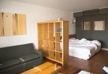 Nappali-hálószoba 18 négyzetek tervezés fotók belső szoba hall, elrendezés és design, kombinálva a
