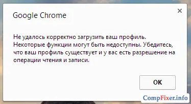 A Google Chrome nem megfelelően betölteni a profilt (króm) A Google Chrome nem megfelelően betölteni a profilt