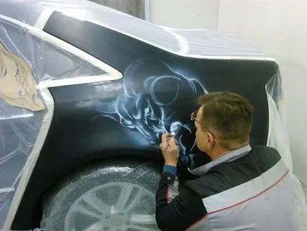 Hogyan kell alkalmazni a szép rajzok a teherautó hátuljába (airbrushing a kocsiszekrény) Hogyan kell alkalmazni a gyönyörű rajzok hátoldalán a teherautó