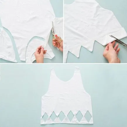 Hogyan átalakítani egy T-shirt - 10 ötletek lépésről lépésre képek (V-Neck Cut off) Hogyan átalakítani egy T-shirt - 10 ötletek lépésről lépésre fotók