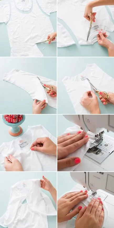 Hogyan átalakítani egy T-shirt - 10 ötletek lépésről lépésre képek (remake) Hogyan átalakítani egy T-shirt - 10 ötletek lépésről lépésre fotók