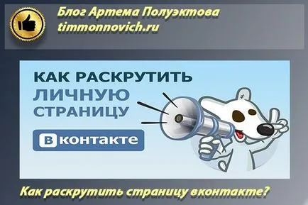 Hogyan támogassuk egy oldalt VKontakte, a blog Artem Poluektova (VKontakte) Hogyan támogassuk egy oldalt VKontakte, a blog Artem Poluektova