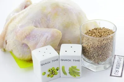 Csirke töltött hajdina, a sütőben - lépésről lépésre recept, hogyan kell főzni fotókkal