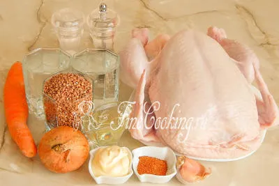 Csirke töltött hajdina - egy recept fotó (kitömött) Csirke töltött hajdina - a recept egy fotó