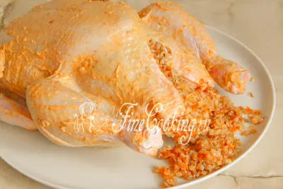 Csirke töltött hajdina - egy recept fotó (csirke) Csirke töltött hajdina - a recept egy fotó