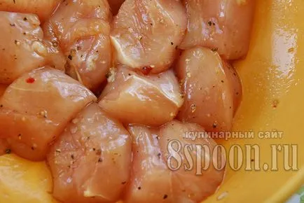 Csirke kebab a nyársakat a sütőben recept egy fotó