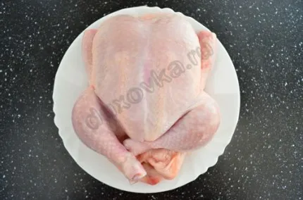 Csirke sült fólia - egy recept lépésről lépésre fotók