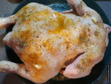 Csirkét a sütőbe, a recept egy fotót