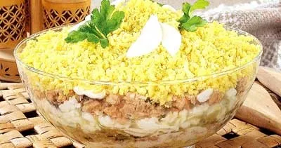 Mimosa saláta - klasszikus recept lépésről lépésre fotók (recept) Mimosa saláta - klasszikus recept lépésről lépésre fotók
