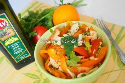 Saláta kaliforniai paprika, paradicsom, sajt recept fotók