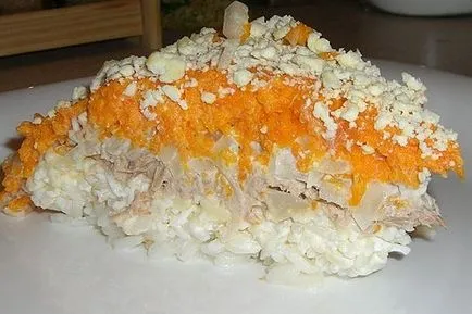 Mimosa saláta - a klasszikus recept egy fotó