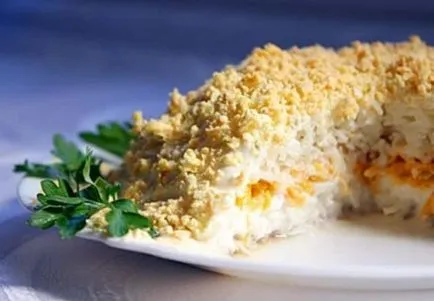 Mimosa saláta - a klasszikus recept egy fotó