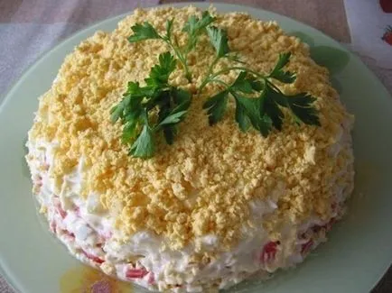 Mimosa saláta - a klasszikus recept egy fotó
