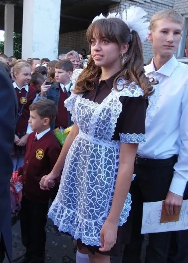 School kötény mintázata guipure lányoknak