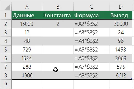 Szorzás a számok excel