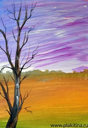 Tanulság rajz gouache - egy vidéki táj, egy lecke a gouache, gouache festmény, rajz gouache lecke (gouache) Tanulság rajz gouache - egy vidéki táj, egy lecke a gouache, gouache festmény, rajz gouache lecke