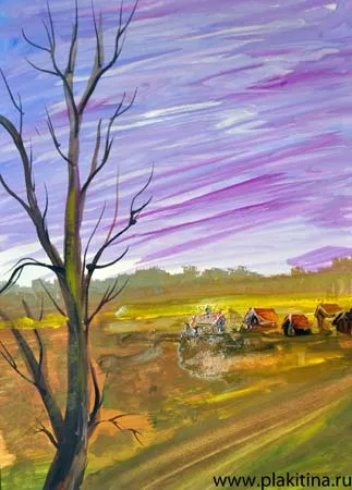 Lecke rajz gouache - egy vidéki táj, egy lecke a gouache, gouache festmény, rajz gouache lecke (gouache festmény kezdőknek) Tanulság rajz gouache - egy vidéki táj, egy lecke a gouache, gouache festmény, rajz gouache lecke