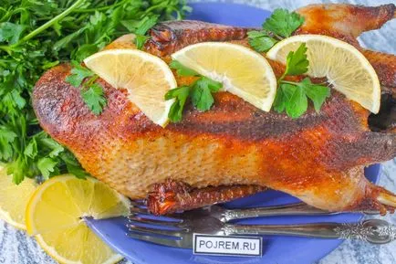 Kacsa a lyukba a sütőben - lépésről lépésre recept, hogyan kell főzni fotókkal