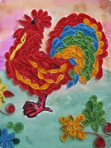 Az egész család kakas, csirke, csirke a szakmában, hogyan lehet Quilling (kakas) Az egész család kakas, csirke, csirke a szakmában, hogyan lehet Quilling