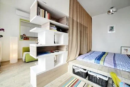 Zónák a szoba egy hálószoba és nappali (90 fotó) - Így a helyes választás