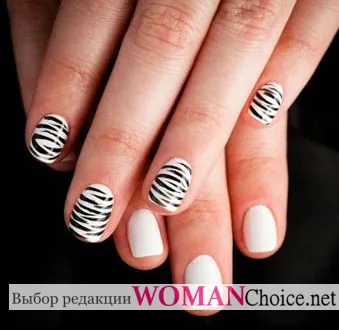Fekete-fehér manikűr - 84 fotó körmök (köröm design) Fekete-fehér manikűr - köröm 84 fénykép