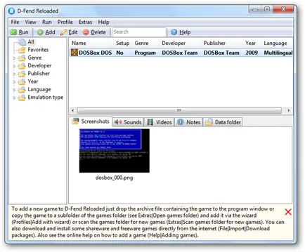 D-Fend Reloaded dos futtatni kedvenc játékok Windows 7, XP és Vista