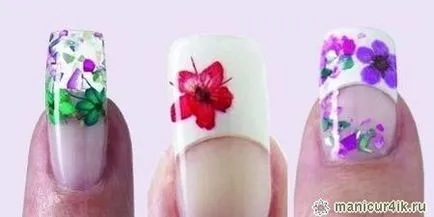 Nail design szárított virágok - szokatlan és helyi (köröm design) Nail design szárított virágok - szokatlan és fontos
