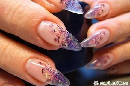 Nail design szárított virágok - szokatlan és helyi (köröm design) Nail design szárított virágok - szokatlan és fontos