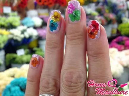 Nail design szárított virágok kép és video tutorials (köröm design szárított virágok) Nails tervezés szárított virágok kép és videó oktatóanyagok