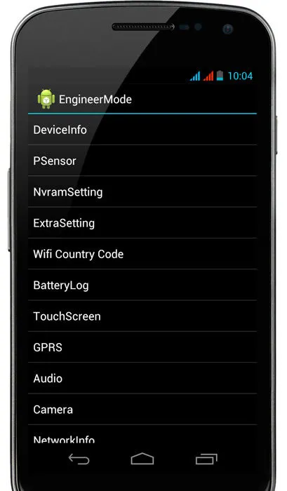 Mérnöki android menü