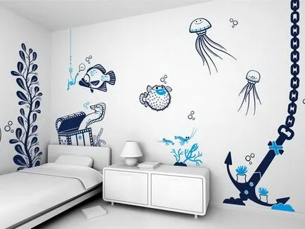Hogyan kell alkalmazni a stencil a falon a kezüket a fényképet használni stencil falak számára