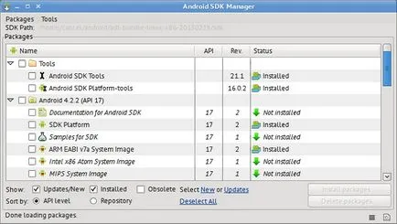 Hogyan kell használni az Android SDK manager - telepítés és alkalmazás