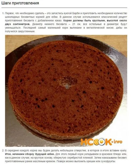 Hogyan készítsünk egy tortát a lányok - Barbie - öntött, recept, fotó