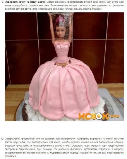 Hogyan készítsünk egy tortát a lányok - Barbie - öntött, recept, fotó