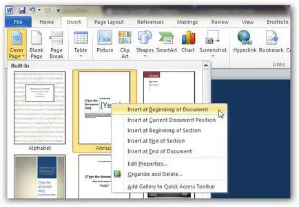 Hogyan hozzunk létre egyéni borítóoldalai a Microsoft Word 2010