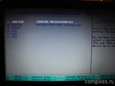 Hogyan kell telepíteni a Windows XP egy laptop a BIOS-ban (BIOS)