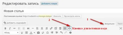 Hogyan kell behelyezni kódot a weboldal wordpress, az asszisztens