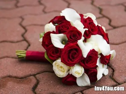 Készítmények esküvői csokrok pionokról, liliom, tulipán, liliom, orchidea, szegfű, brossok és