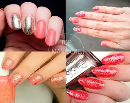Coral manikűr - 59 elegáns design