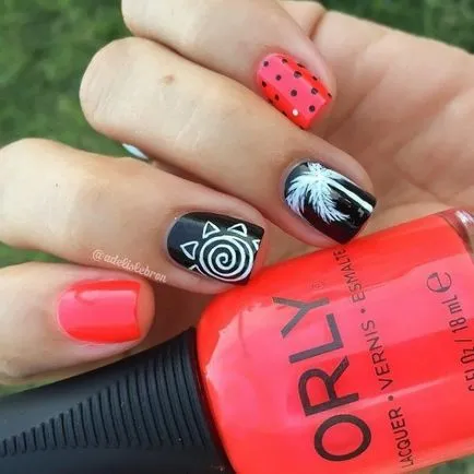 Coral manikűr a képet és a kép nélkül - Ötletek szerkezetek (korall) Coral manikűr a képet és a kép nélkül - Design Ötletek