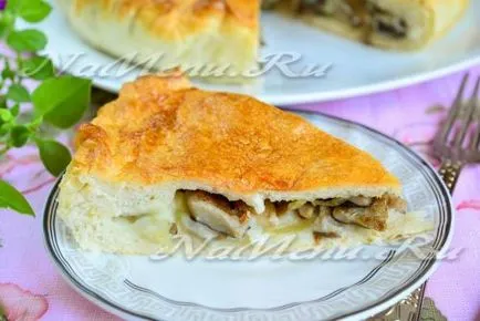 Pie gombával és burgonya a sütőben, egy lépésről lépésre recept fotók (cake) Pie gombával és burgonyával a sütőben, a lépésről lépésre recept fotók