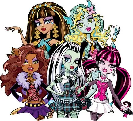 Rajzfilmfigurák - szörnyek iskola, nevük (szörnyek) Rajzfilmfigurák - Monster High, nevük