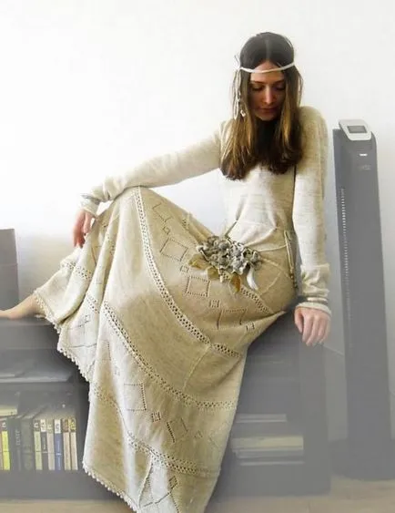 A ruha textília a boho stílusú esküvői szarafan és a modell, hogyan kell varrni vagy horgolt (modell) A ruha textília a boho stílusú esküvői szarafan és a modell, hogyan kell varrni vagy horgolt