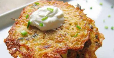 A recept a finom palacsintát a burgonyából (burgonya palacsinta) A recept a finom palacsintát burgonyából